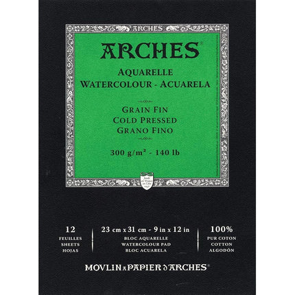 Arches Watercolor Pad 9x12-Inch Natural White 100%