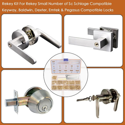 SC1 SC4 Keyway Rekey Kit Compatible with Schlage Rekey Kit – DIY Lock Rekeying Set for Home Security and Door Locks with Bottom Pins (0-9, 50 Each)