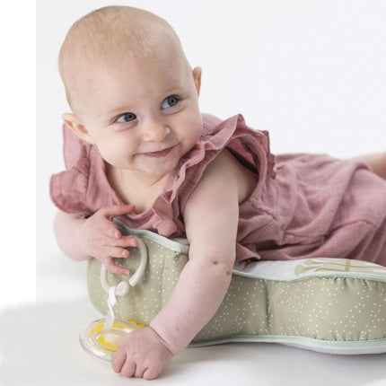 Taf Toys Tummy Time Lion Cushion with Detachable Toys for Newborn & Babies, Soft Baby Sensory Toy with Teether and Rattle for Tummy Time Play, 0-6 Months