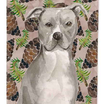 Caroline's Treasures BB9570GF Staffordshire Bull Terrier Pine Cones Flag Garden Size, Small, multicolor