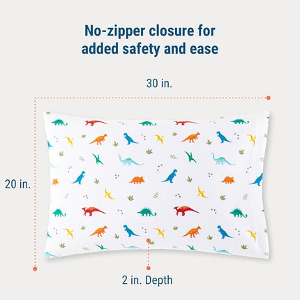 Wildkin Kids 100% Cotton Flannel Pillowcase – Soft, Breathable & Standard Size - Jurassic Dinosaurs