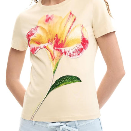 Desigual Women's Collection Short Sleeve T-Shirt, Off White, XS