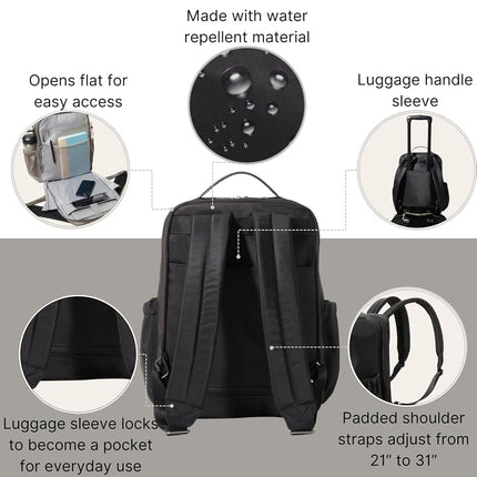Baggallini Women's Tribeca Expandable Laptop Backpack, Black Twill