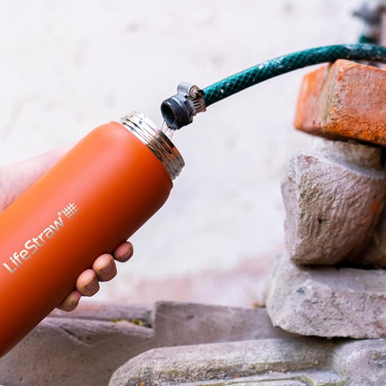 Lifestraw Go Series 2.0 Stainless Steel Water Bottle with Filter, Kyoto Orange, 700 ml Capacity