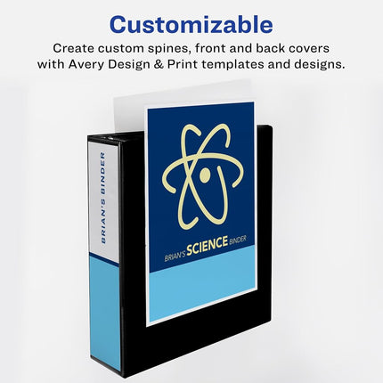 Avery Durable Clear View 3 Ring Binders, 2 Inch EZD Rings, 4-Pack of White Binders (79925)