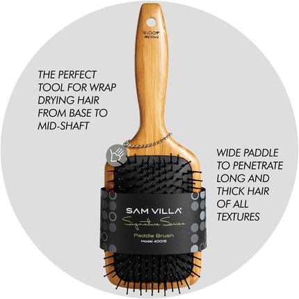 Sam Villa Signature Series Bamboo Paddle Brush, 4.4 Ounce