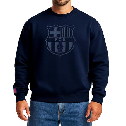 Icon Sports Suéter oficial de cuello redondo de felpa de algodón monocromático de club de fútbol con licencia – Ropa de fútbol para hombre