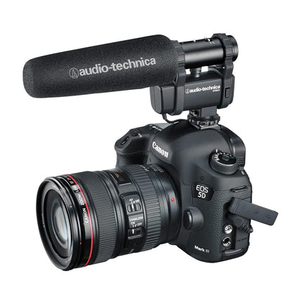 Audio-Technica AT8024 Stereo/Mono Camera-Mount Microphone,Black