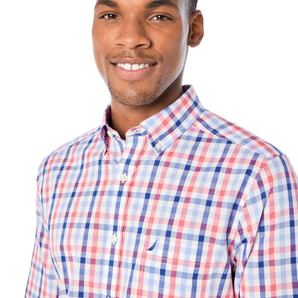Nautica Men's Wrinkle Resistant Long Sleeve Button Front Shirt, Dreamy Coral, Medium