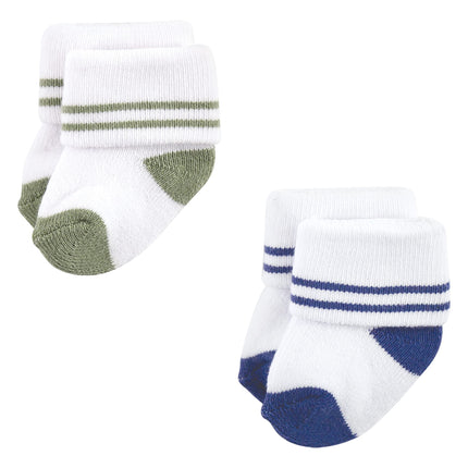 Luvable Friends Baby, Orange Blue Aztec, Unisex Newborn Terry Socks, 6-12 Months, (Pack of 12)