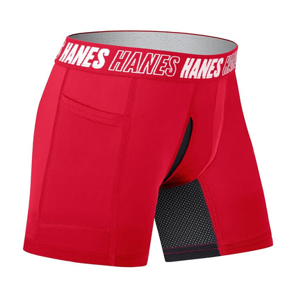 Caleçons longs pour garçons Hanes Moves, anti-frottement, noir/bleu/rouge, très grand