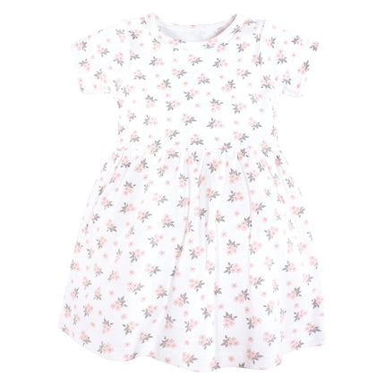 Hudson Baby Baby Girls' Cotton Dresses, Tiny Pink Flower, 3-6 Months