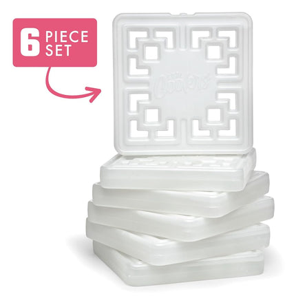 Cool Coolers Fashion Ice by Fit & Fresh, 6 Pack Large Slim Ice Packs, Unique Ice Pack Design for Womens Lunch Bag, Space Saving Reusable Freeze Blocks for Lunch Boxes, Cooler, Pearl White, 6PK