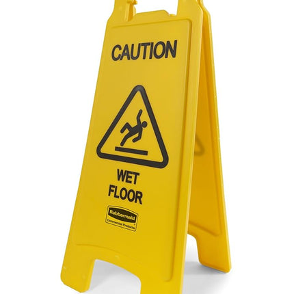 Rubbermaid Commercial 26 Inch"Caution Wet Floor" Sign, 2-Sided, Yellow (FG611277YEL) (6-Pack)