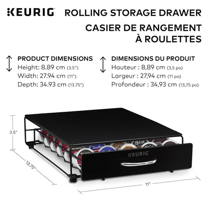 Keurig Under Brewer Storage Drawer, Coffee Pod Storage, Holds Upto 35 Keurig K-Cup Pods, Black