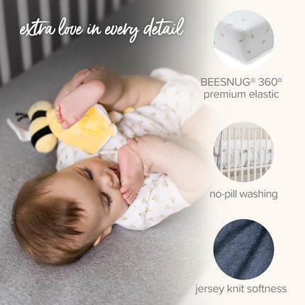 Burts Bees Baby Solid Fitted Crib Sheet Organic Cotton BEESNUG - Fits Unisex Standard Bed and Toddler Mattress, Infant Essentials, 28 x 52 x 5.5 Inch