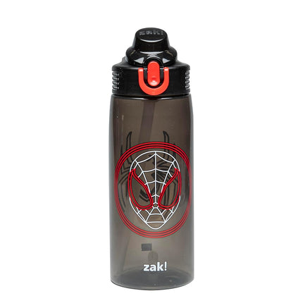 Zak Designs Marvel Spider-Man Sage Water Bottle for School or Travel, 10oz Durable Plastic Water Bottle with Straw, Handle and Leak-proof, Pop Up Spout Cover (Miles Morales)