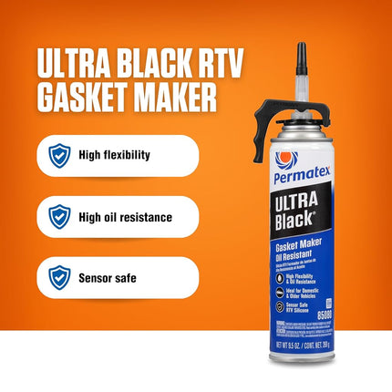 Permatex Ultra Black RTV Silicone Gasket Maker, 269 g