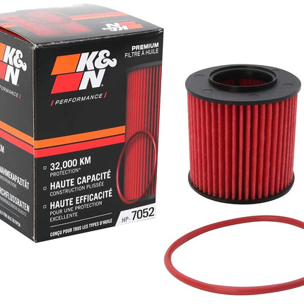 K&N Oil Filter - High Performance-Series compatible with Audi, Seat, Skoda & Volkswagen (HP-7052), Red