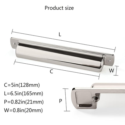 CABDM 10 Pack Cup Pulls 5"(128mm) Center to Center Drawer Pulls Polished Nickel Cabinet Cup Pulls Kitchen Cabinet Hardware Cabinet Handles Bin Cup Drawer Handles Knobs.