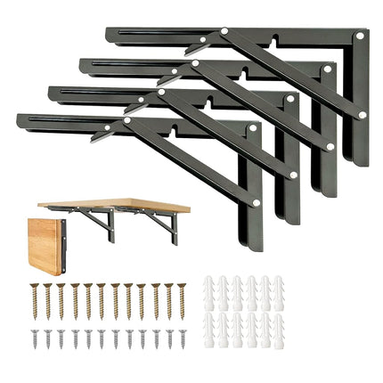 Folding Shelf Brackets, 8 Inch Heavy Duty Foldable