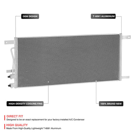 DNA MOTORING Condensador de Aire Acondicionado de Aluminio Compatible con Ford F250 SD F350 SD F450 SD F550 SD 2008-2010, Modelo 6.4L, FO3030227, OEM-CDS-3690