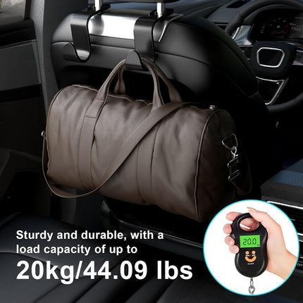 SUTOUG Gancho para asiento de coche, gancho para reposacabezas de coche, accesorios de coche para interior, paquete de 4 ganchos de plástico negro, adecuado para bolsos, bolsas de la compra, ropa, caja de herramientas portátil