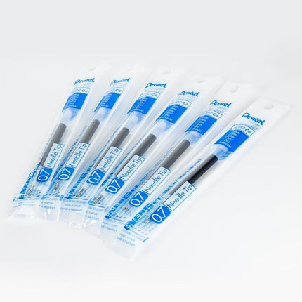 Pentel Refill Ink - for EnerGel Gel Pen, 0.7mm Needle Tip, Fine, Blue Ink, Pack of 6 Refills
