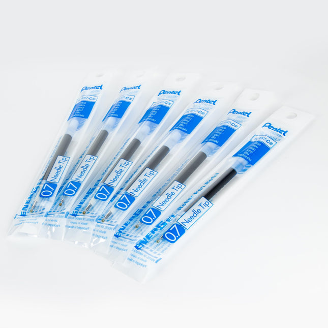 Pentel Refill Ink - for EnerGel Gel Pen, 0.7mm Needle Tip, Fine, Blue Ink, Pack of 6 Refills