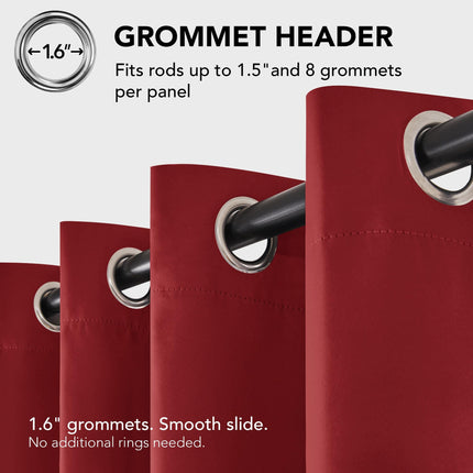 Deconovo Blackout Grommet Curtains � Thermal Insulated, Noise-Reducing, Sustainable & Easy-Care Drapes for Bedroom, Living Room & Office � Oeko-TEX Certified, Red, 52W x 45L Inch (Set of 2)