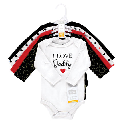 Hudson Baby Unisex Baby Cotton Bodysuits, Girl Daddy Red Black, 6-9 Months