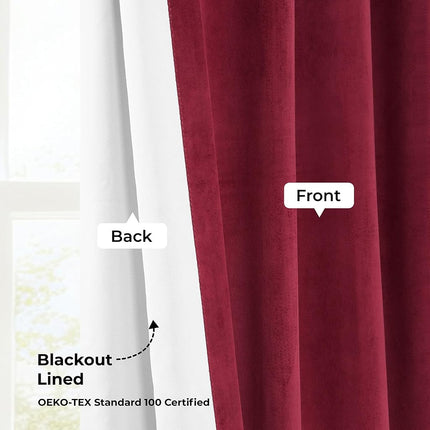 HPD Half Price Drapes Velvet Blackout Curtains/Drapes - 84 Inches Long 1 Panel Blackout Curtain Signature Pleated for Living Room & Bedroom - 25W X 84L, Burgundy