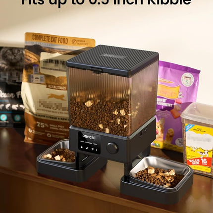 oneisall 5G WiFi Automatic Cat Feeder for 2 Cats, App Control, 20 Cups/5L