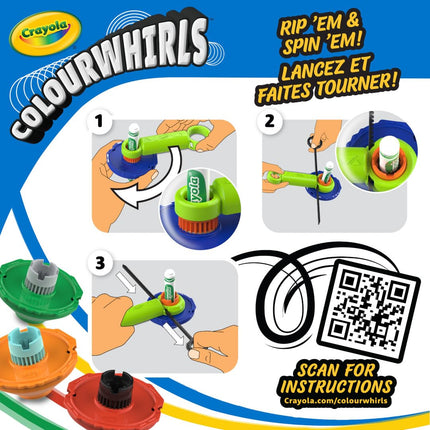 CRAYOLA Colourwhirls (3 Pack) - Rip 'Em & Spin 'Em! | Includes 3 Colourwhirls Toys & 3 Markers | Rippin' Spinnin Colouring Fun for Ages 6+