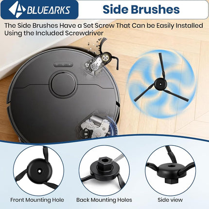 Bluearks 24-Piece Accessory Set for Dreame X50 Ultra Complete/L40s Pro Ultra Robot Vacuum Cleaner, 1 Main Brush, 4 Filters, 4 Mop Pads, 6 Side Brushes, 6 Dust Bags, L50 Pro Ultra Replacement Parts