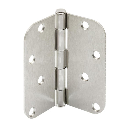 Prime-Line U 1150953 Bisagra Residencial Lisa para Puerta, 4 pulg. x 4 pulg. con Esquinas de Radio de 5/8 pulg., 4 Agujeros por Hoja con Tornillos, Acabado Níquel Satinado, Calibre de .087 pulg. (Paquete de 3)