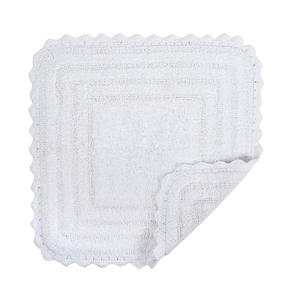 DII 100% Cotton Crochet Square Luxury Spa Soft Bath Rug, for Bathroom Floor, Tub, Shower, Vanity, and Dorm Room, 24x24 - White