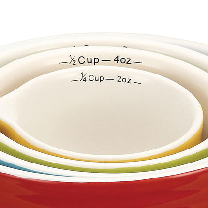 Creative Co-op Stoneware Batter-Bowl Shaped Measuring Cups, Multicolored, Set of 4