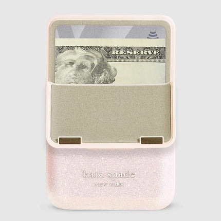 Kate Spade New York Magnetic Flip Phone Wallet/Card Holder - Compatible with MagSafe Phones and Cases - that Sparkle Pink