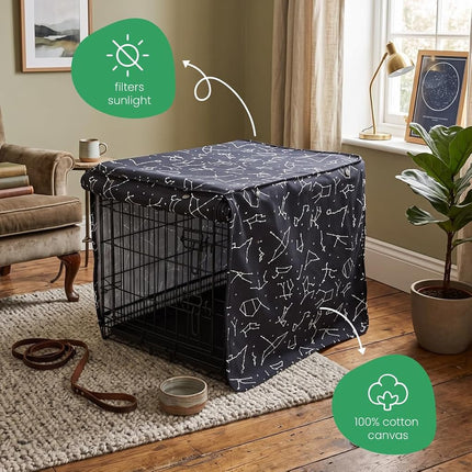 Molly Mutt Rocketman 24-inch Dog Crate Cover, Small Kennel Cover Measures 24” x 18” x 21”, Two Panel Doors Roll Up, Made from Machine-Washable 100% Cotton that is Durable, Breathable & Pre-shrunk
