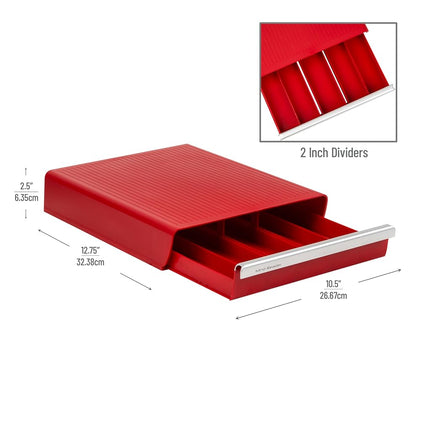 Cajón organizador de cápsulas de café individuales Mind Reader, capacidad para 30 cápsulas, organizador de encimera, 26.7L x 32.4W x 6.4H cm, rojo