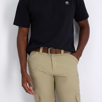 Dickies Men's Double Prong Fully Adjustable Leather Belt, Tan, 34