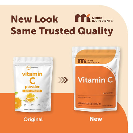 Pure Ascorbic Acid Powder (Water Soluble Vitamin C Powder), 1 KG (2.2 Pounds), Immune Vitamins for Immune System Booster and Strong Antioxidant for Making Serum or Adding to Smoothie and Drinks