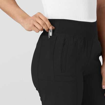 WonderWink 5555ABLACLG W123 Women's Comfort Waist Cargo Jogger Pant, Black, Standard-L Size