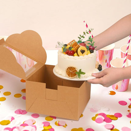 DOYIDE 20Pcs 8 Inch Cake Boxes with Window, 8x8x5 Inches White Bakery Box