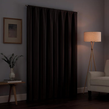 Eclipse Kendall Modern Blackout Thermal Rod Pocket Window Curtain for Bedroom or Living Room (1 Panel), 42" x 95", Chocolate