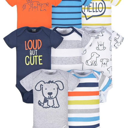Lot de 8 bodys à manches courtes Onesies Brand pour bébés garçons, motifs variés, chien mignon bruyant, 3-6 mois