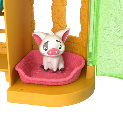 Juguetes Disney Princess de Mattel, Casa de muñecas apilable Moana Storytime con la pequeña muñeca Moana, 1 amigo animal y 9 accesorios, inspirada en la película de Disney, JDP58