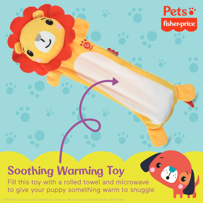 Fisher-Price Calentador de peluche para cachorros - Juguete suave y relajante, apto para microondas y reutilizable - Juguete multifuncional para perros