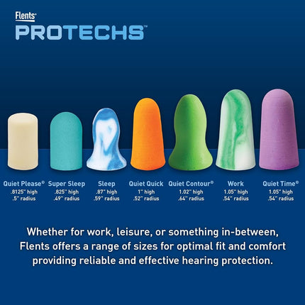 Flents Quiet Time Ear Plugs/Earplugs, 10 Pair, Case Included, NRR 33, Made in The USA, Purple